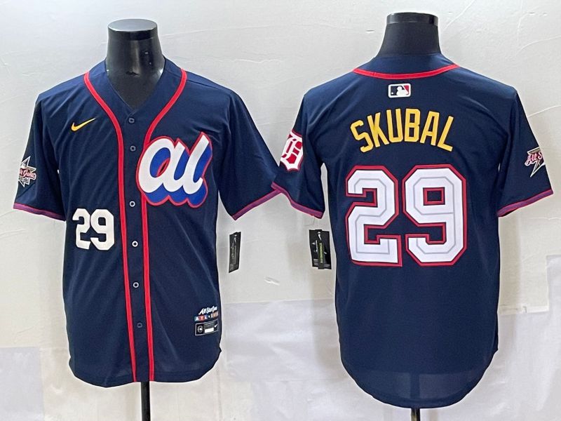 Men 2025 Detroit Tigers 29 Skubal Drak Blue All star Nike MLB Jersey style 3